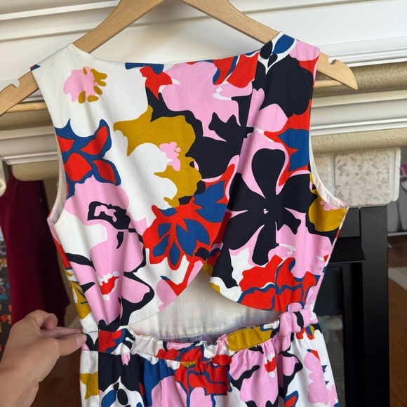 Whit Two Petal Print Cross Back Cotton Summer Dress Size 4 - Picture 7 of 9